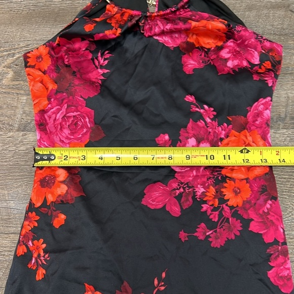 Cache Black Necklace Halter Silk Blend Floral Dress Size 0 - Picture 8 of 11